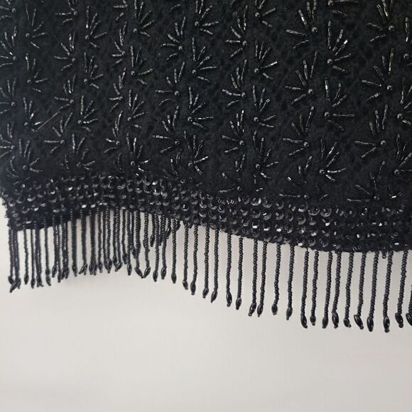 Vintage Beaded Black Tassle Hem Top - Picture 3 of 7